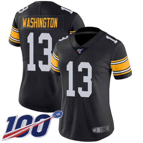 Women Pittsburgh Steelers Football 13 Limited Black James Washington Alternate 100th Season Vapor Untouchable Nike NFL Jersey